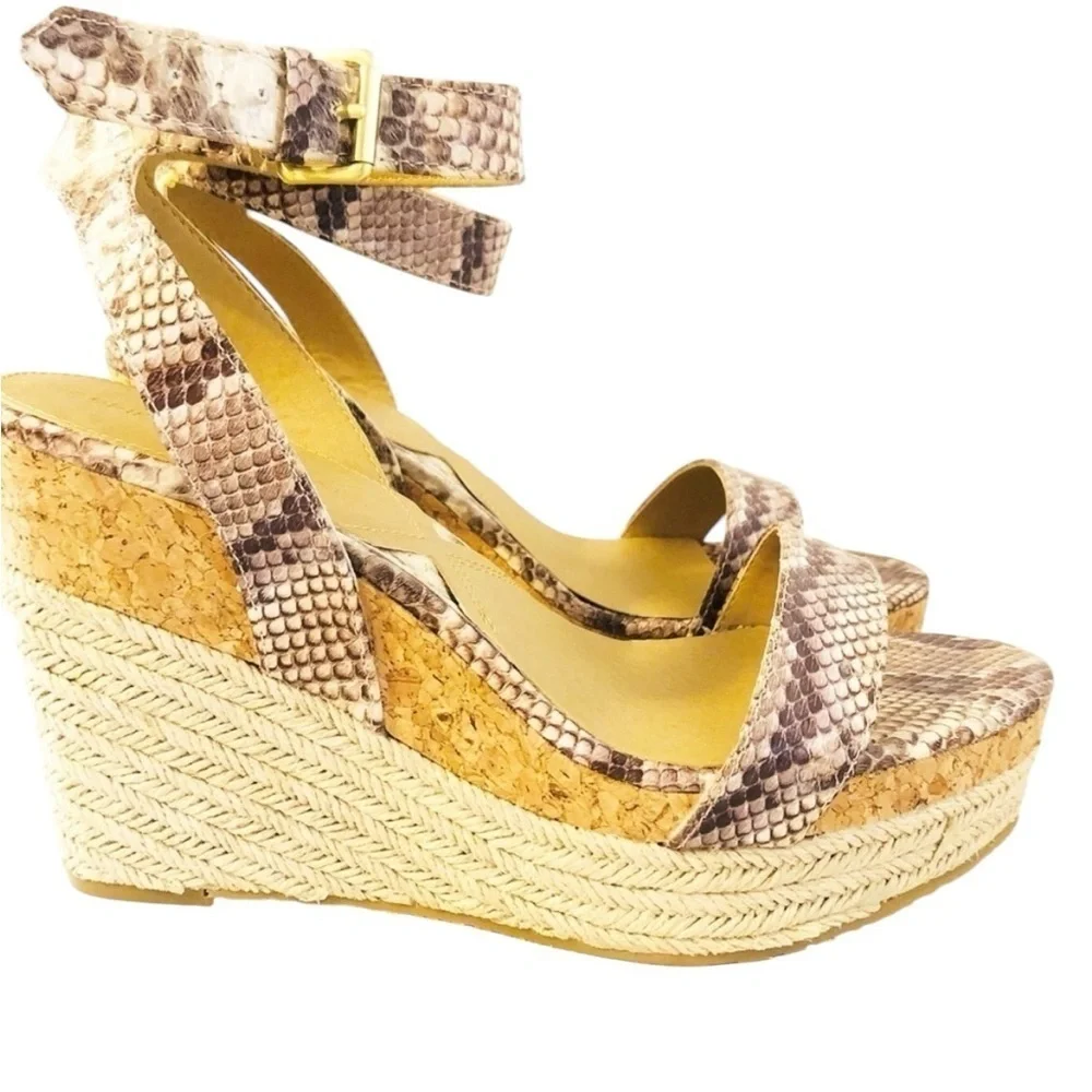 NEW ADRIENNE VITTADINI PLATFORM ESPADRILLE 10 Jute Wedge Snakeskin